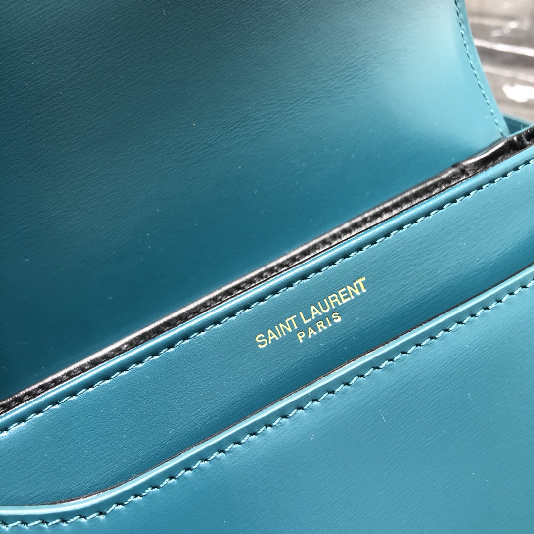 Saint Laurent Solferino Box Small Calfskin Handbag Shoulder Bag Blue 634306 